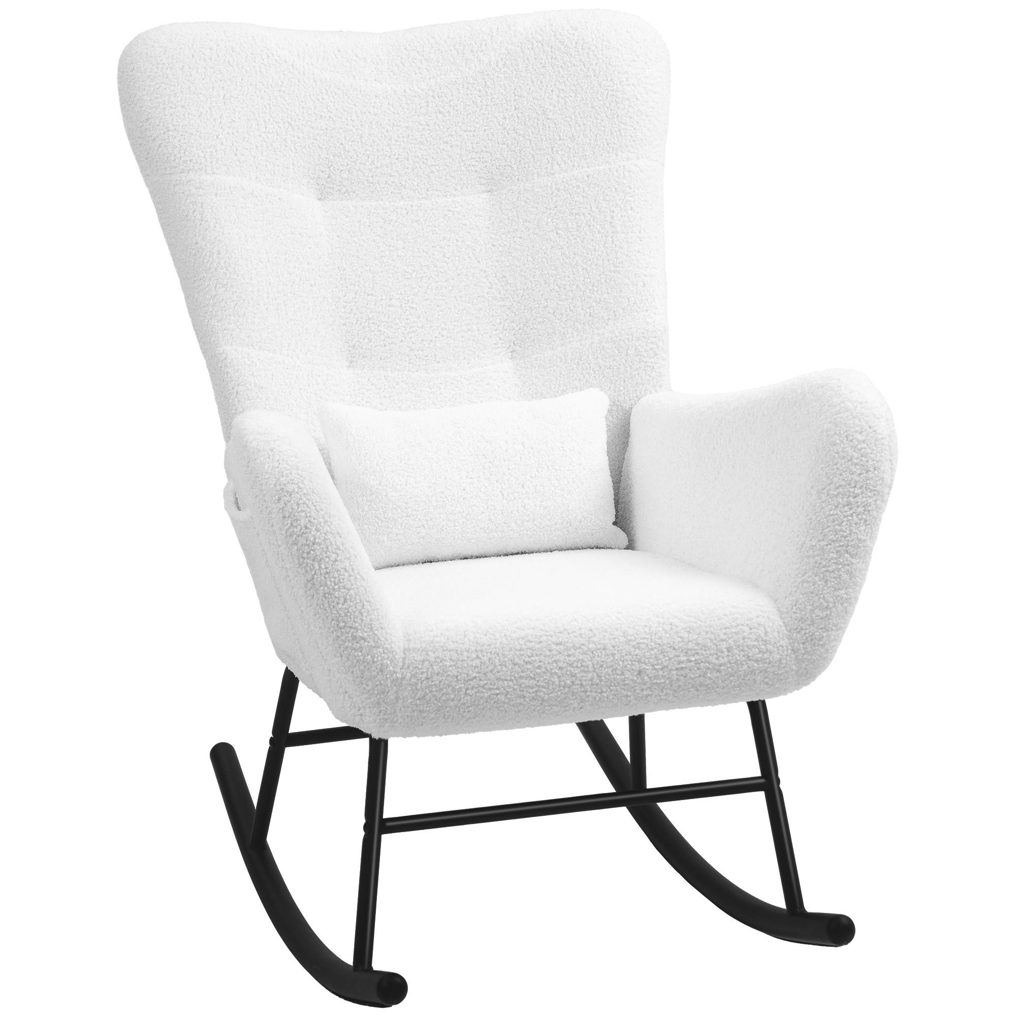 SCHAUKELSTUHL mit Teddystoff-Optik, Weiß - Weiß, Textil (95/100/67cm) - HOMCOM