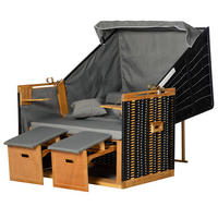 VOLLLIEGER Gartenliege PE Rattan Hellgrau 118 x 79 x 160 cm - Hellgrau, Kunststoff (79/160/118cm) - Outsunny