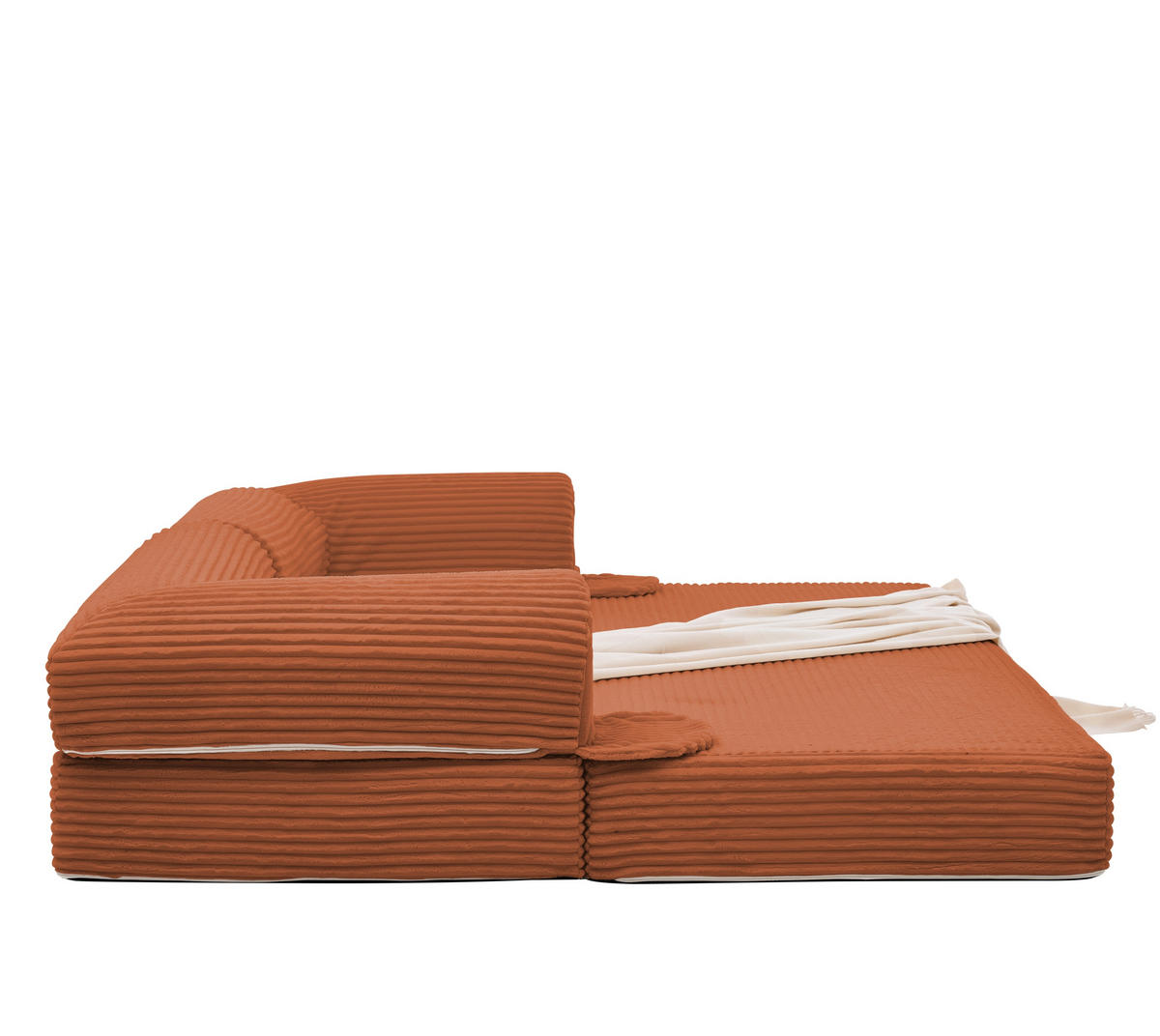 SCHLAFSOFA in Orange aus Cord mit bodennaher Konstruktion - Orange, Textil/Metall (190/45/78cm) - CHICFURN