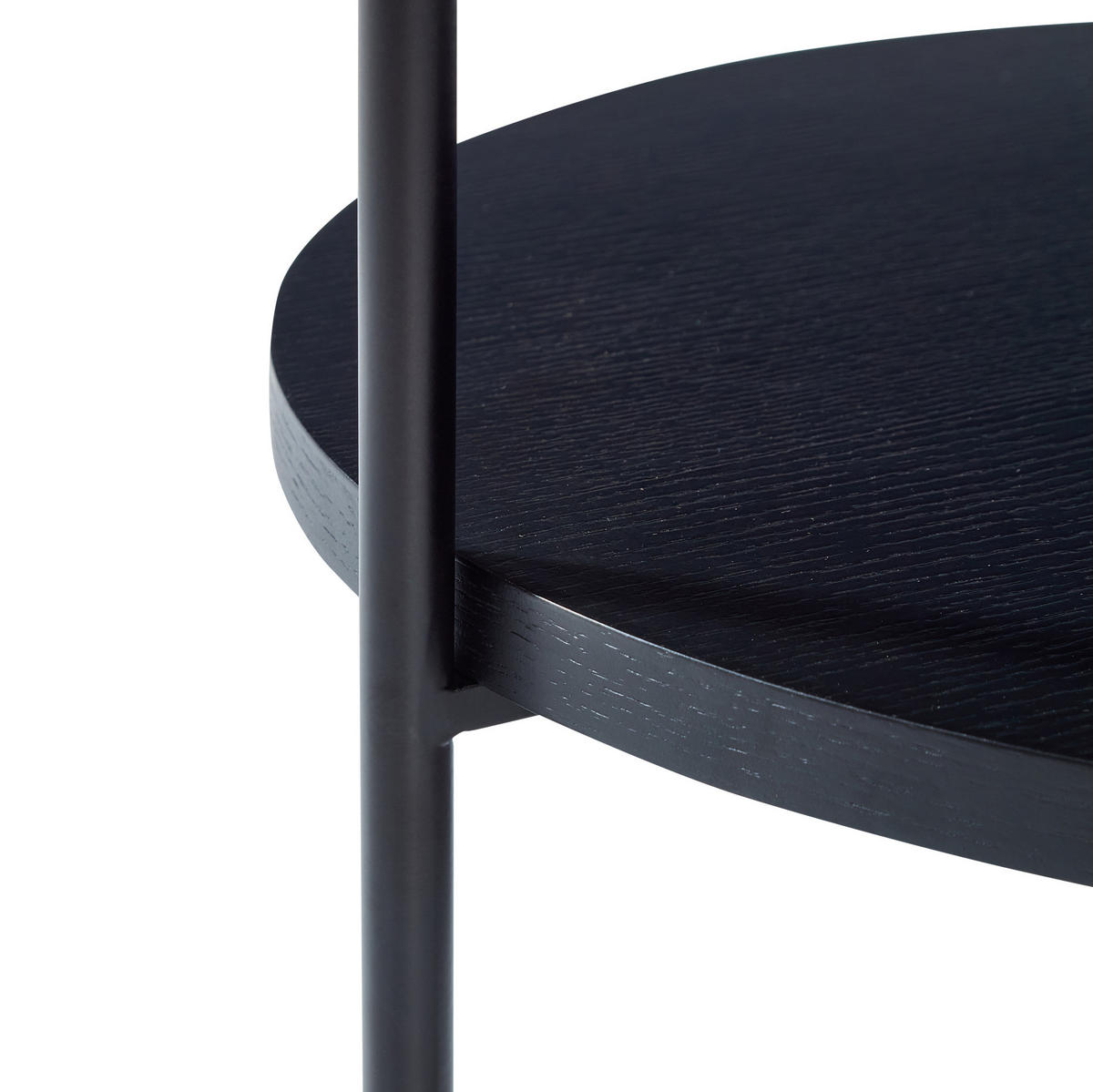 COUCHTISCH Ø69/38 cm Schwarz aus Massivholz und MDF mit 2-stöckigem Design - Schwarz, Holzwerkstoff (44/44/48cm) - OKMYHOME