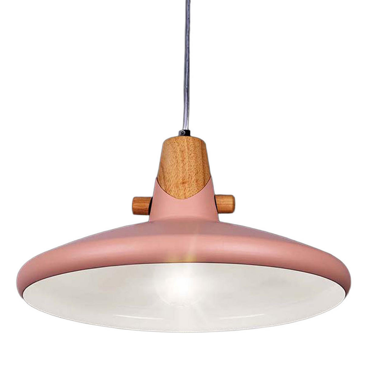 LED HÄNGELEUCHTE CARIN Rosa Metall Holzoptik - Rosa, Metall (35/35/150cm) - Nowa