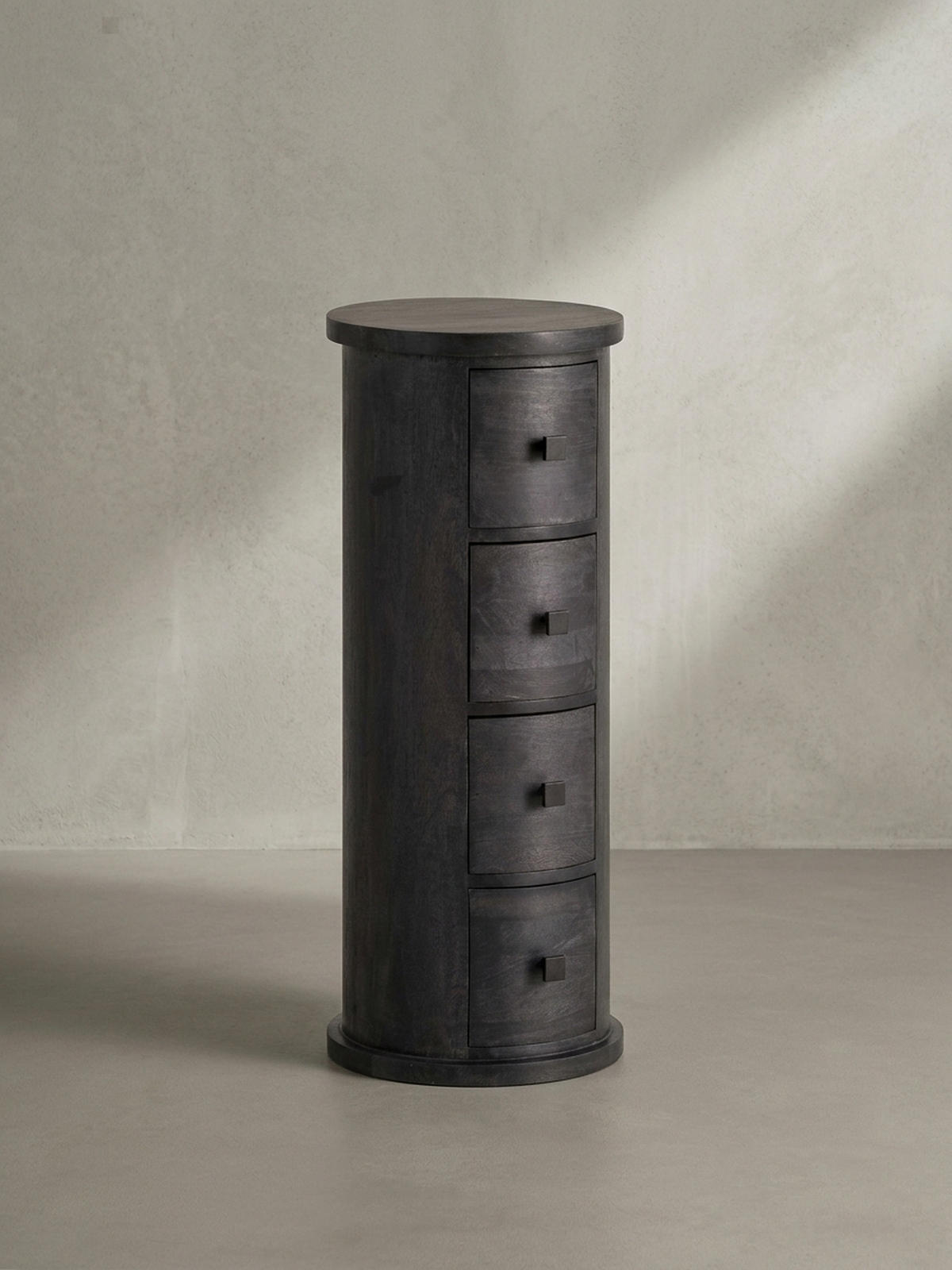 KOMMODE – Mango Massivholz, 34x85x34 cm, 4 Schubladen, schmal, schwarz - Schwarz, Holz (34/85/34cm) - KADIMA DESIGN