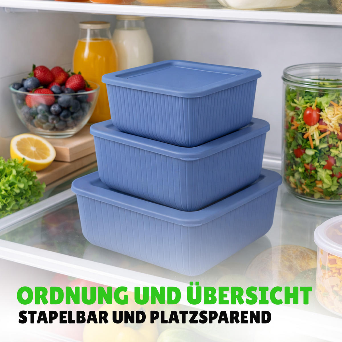 VORRATSDOSEN 3-teilig 0,5L/1L/1,5L Blau - Blau, Kunststoff - ProHome