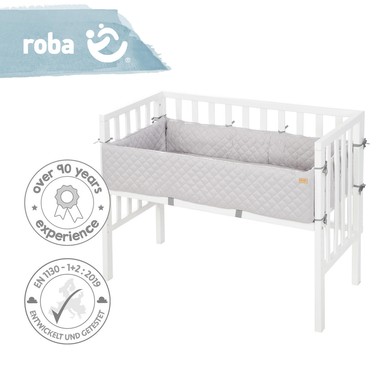 BEISTELLBETT roba Style grau 2in1 Set 90 x 45 cm - Weiß/Grau, Holzwerkstoff (45/90cm) - Roba