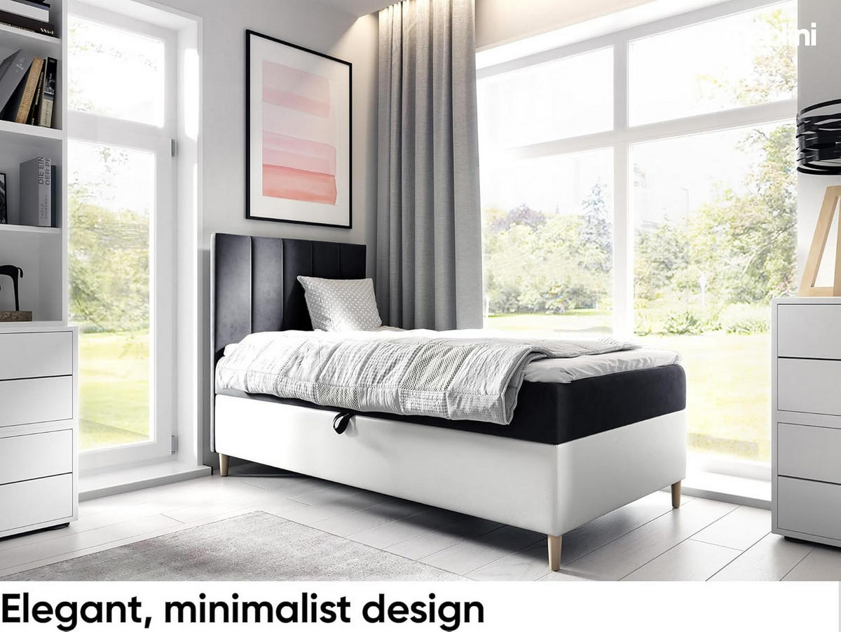 KINDERBETT MAYA 1 - Schwarz/Weiß, Holzwerkstoff (102/208cm) - Meblini