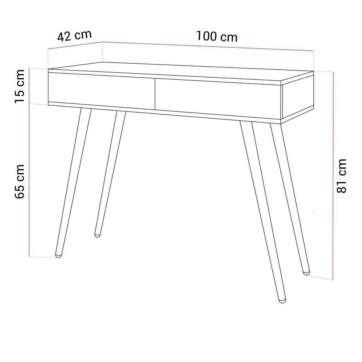 KONSOLE SIENNA KASCHMIR auf schrägen schwarzen Beinen PUSH OPEN - Kaschmir, Holzwerkstoff (100/81/42cm) - Lookway