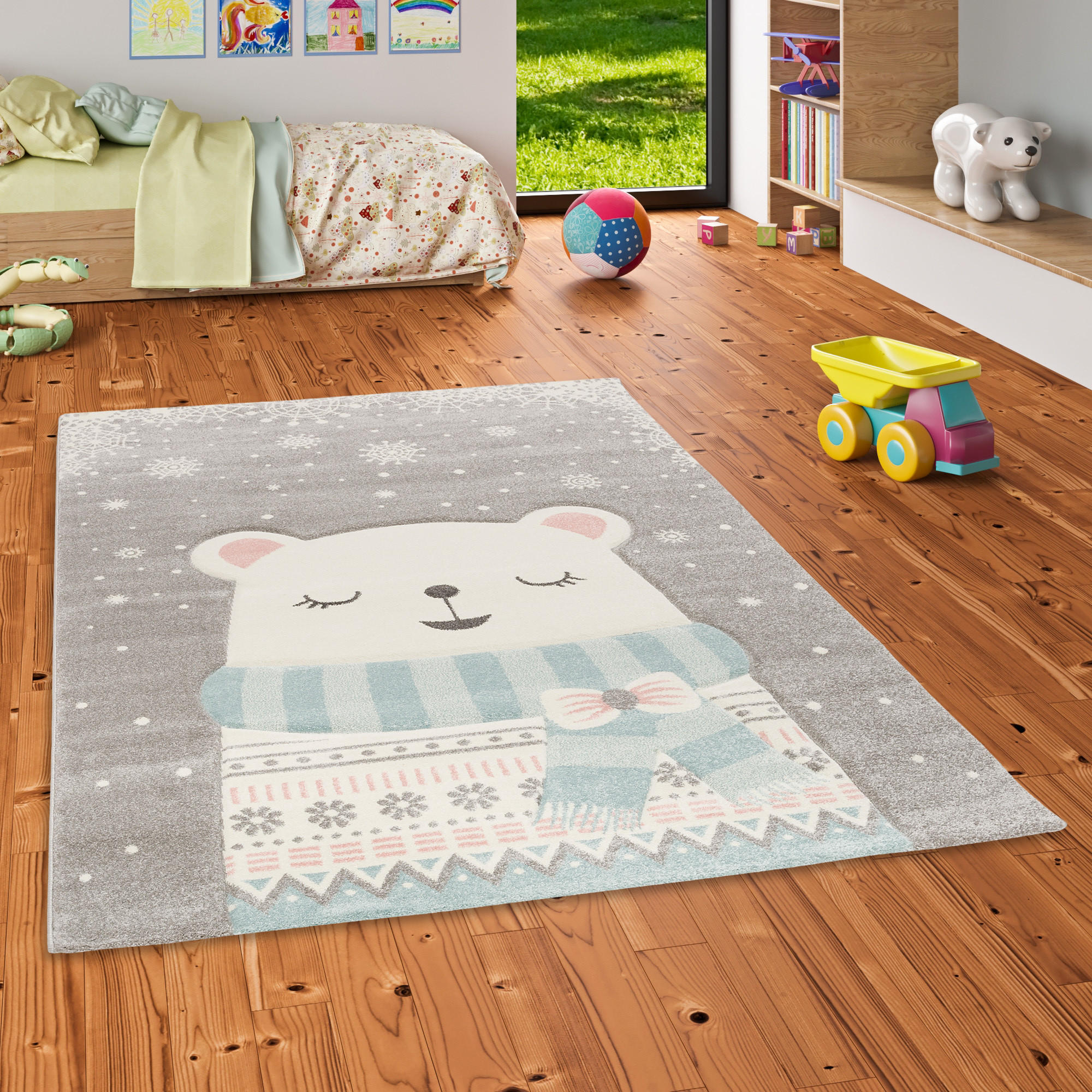 KINDER TEPPICH MAUI KIDS SCHNEE BÄR - Grau, Textil (200/290cm) - Pergamon