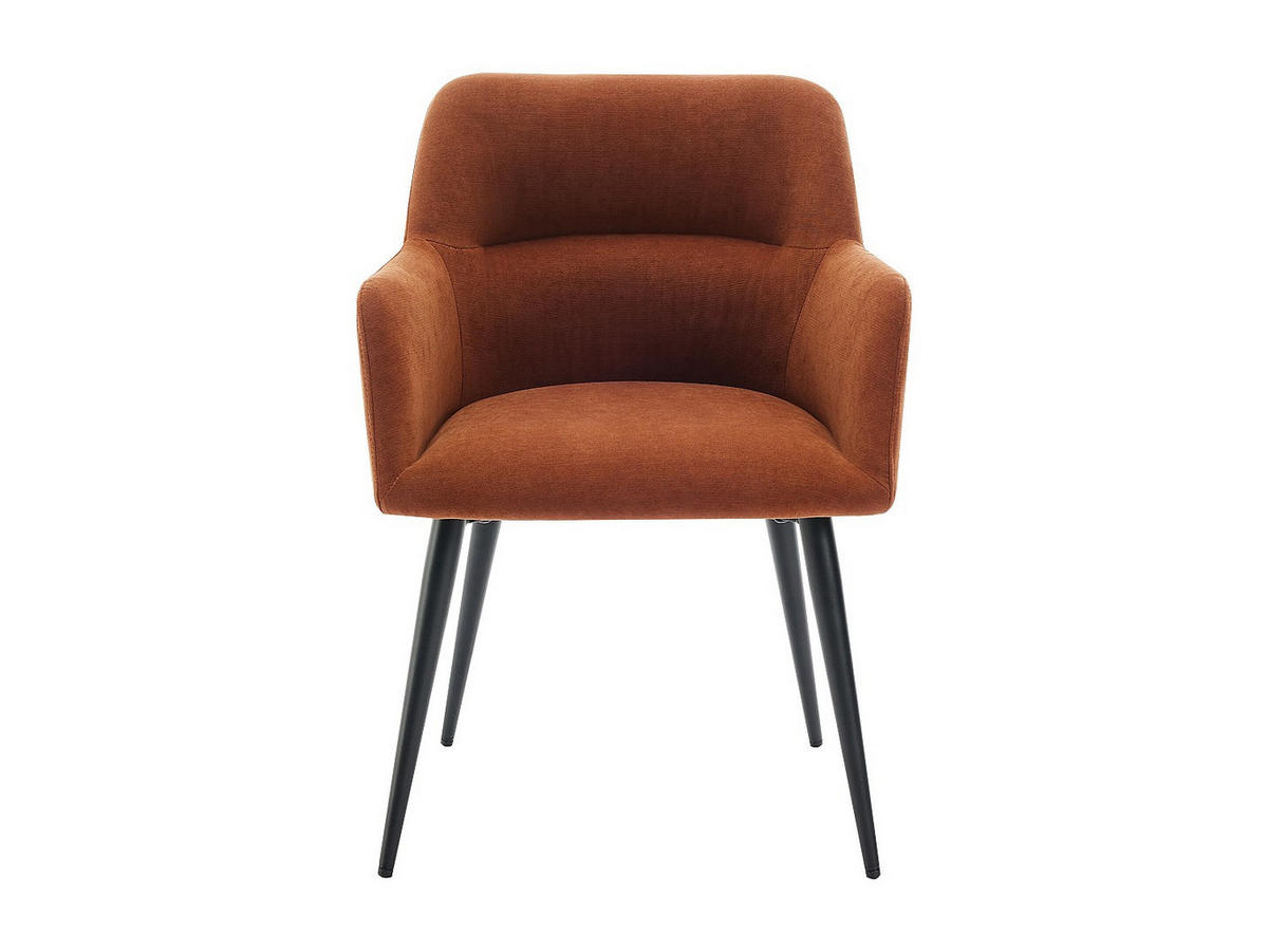 STUHL mit Armlehnen 6er-Set - Stoff & schwarzes Metall - Terracotta - HEKA - Braun, Textil (61/78/59.5cm) - Vente-Unique