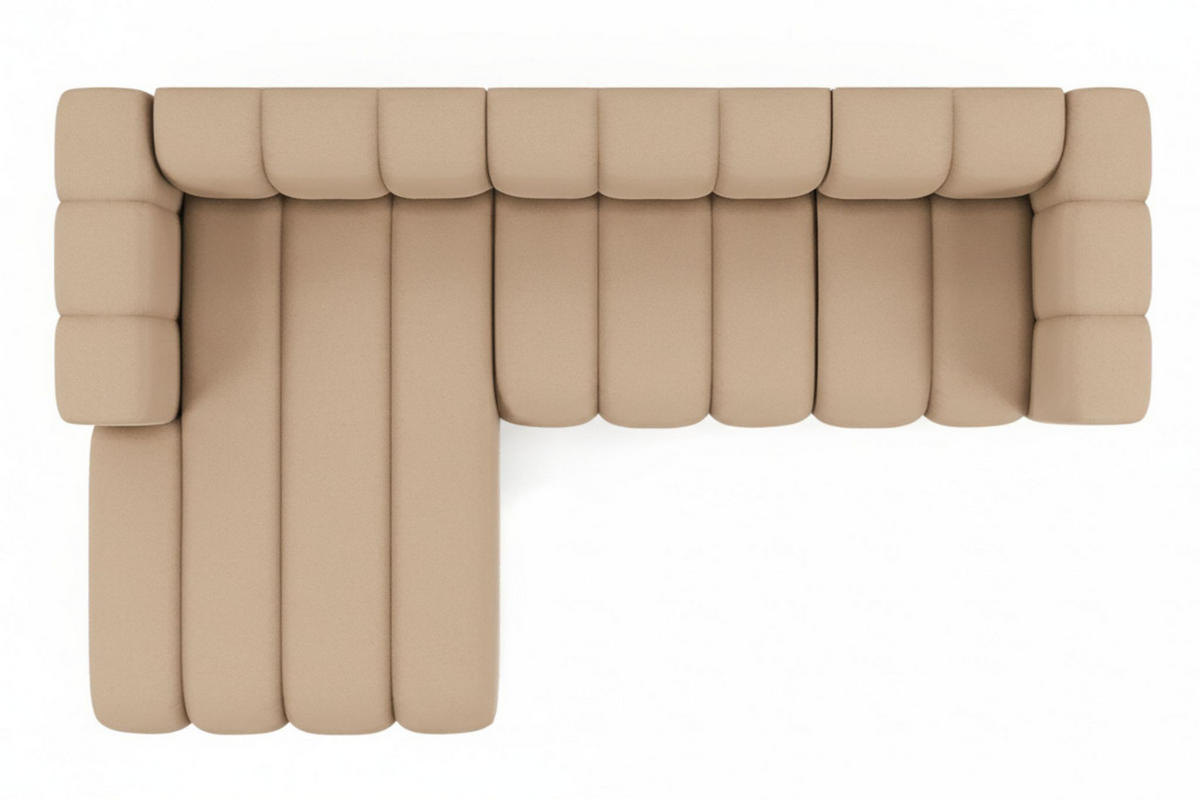 ECKSOFA L-Form Grand L 287 cm, Veloursstoff Salvador, Beige, Links - Beige, Holz (287/179cm) - Kaiser Möbel