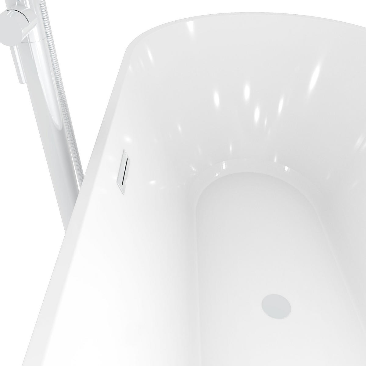 FREISTEHENDE Badewanne Wanne F01 170x80cm mit Armatur AF02 - Weiß, Glas/Kunststoff (80/58/170cm) - AcquaVapore by Sandra Jentho