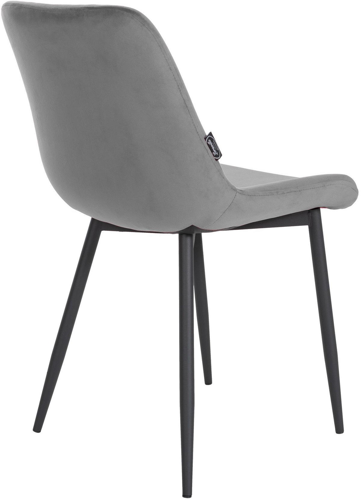 STUHL Samt Grau - Schwarz/Grau, Textil/Metall (51/80/60cm) - CLP