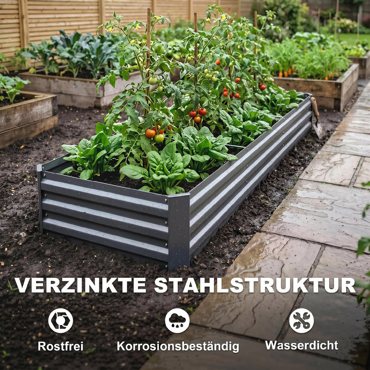 HOCHBEET DE-05435 Lang, schmal, Stahl Dunkelgrau - Dunkelgrau, Metall (240/30/60cm) - ComfortXL