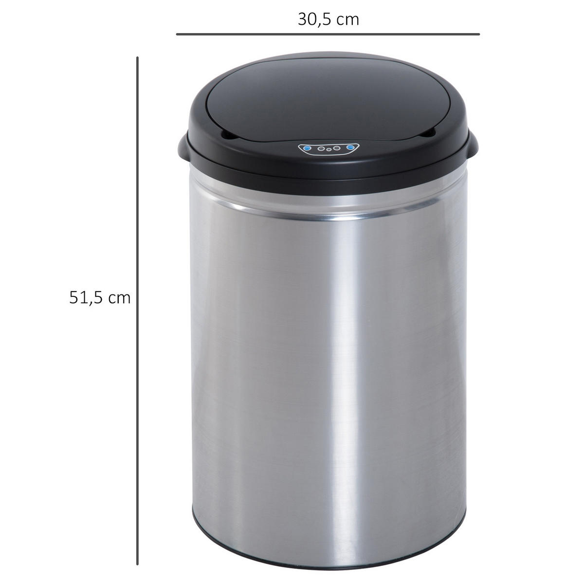 MÜLLEIMER 30L Edelstahl Silber Automatischer Abfalleimer 30,5/51,5/30,5 cm - Silberfarben, Metall (30.5/51.5/30.5cm) - Rolipo