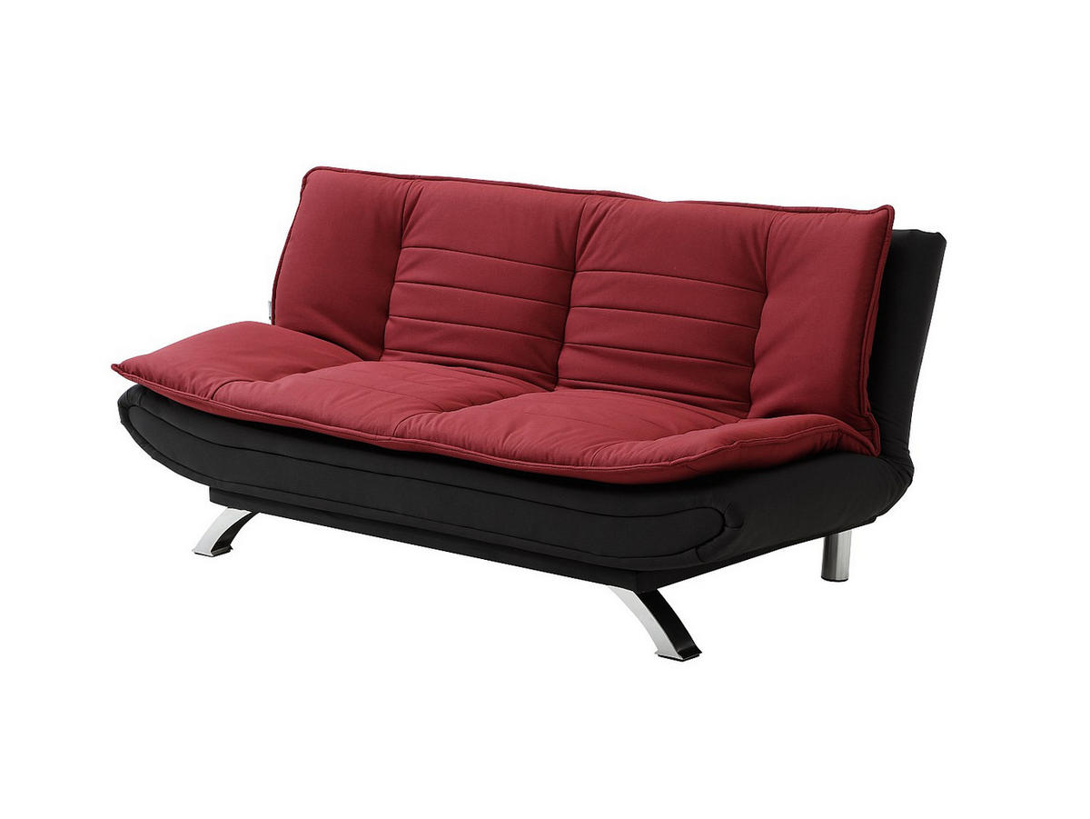 SCHLAFSOFA - 3 Personen - stoff - schwarz, rot Demido - Rot/Schwarz, Textil (176/84/86cm) - Vente-Unique