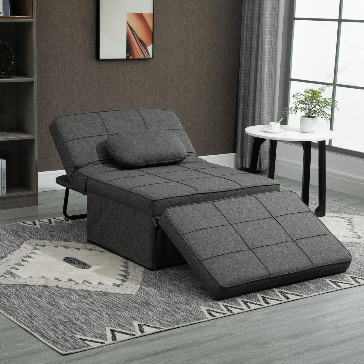 SCHLAFSESSEL 4-in-1 DE-14539 mit 5-fach verstellbarer Rückenlehne Grau - Grau, Metall (179/78/95cm) - ComfortXL