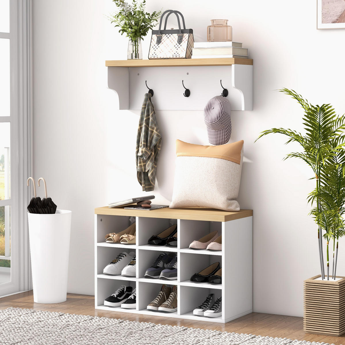 GARDEROBE DE-16795 Weiß & Eiche - Weiß, Holzwerkstoff (30/50/75cm) - ComfortXL