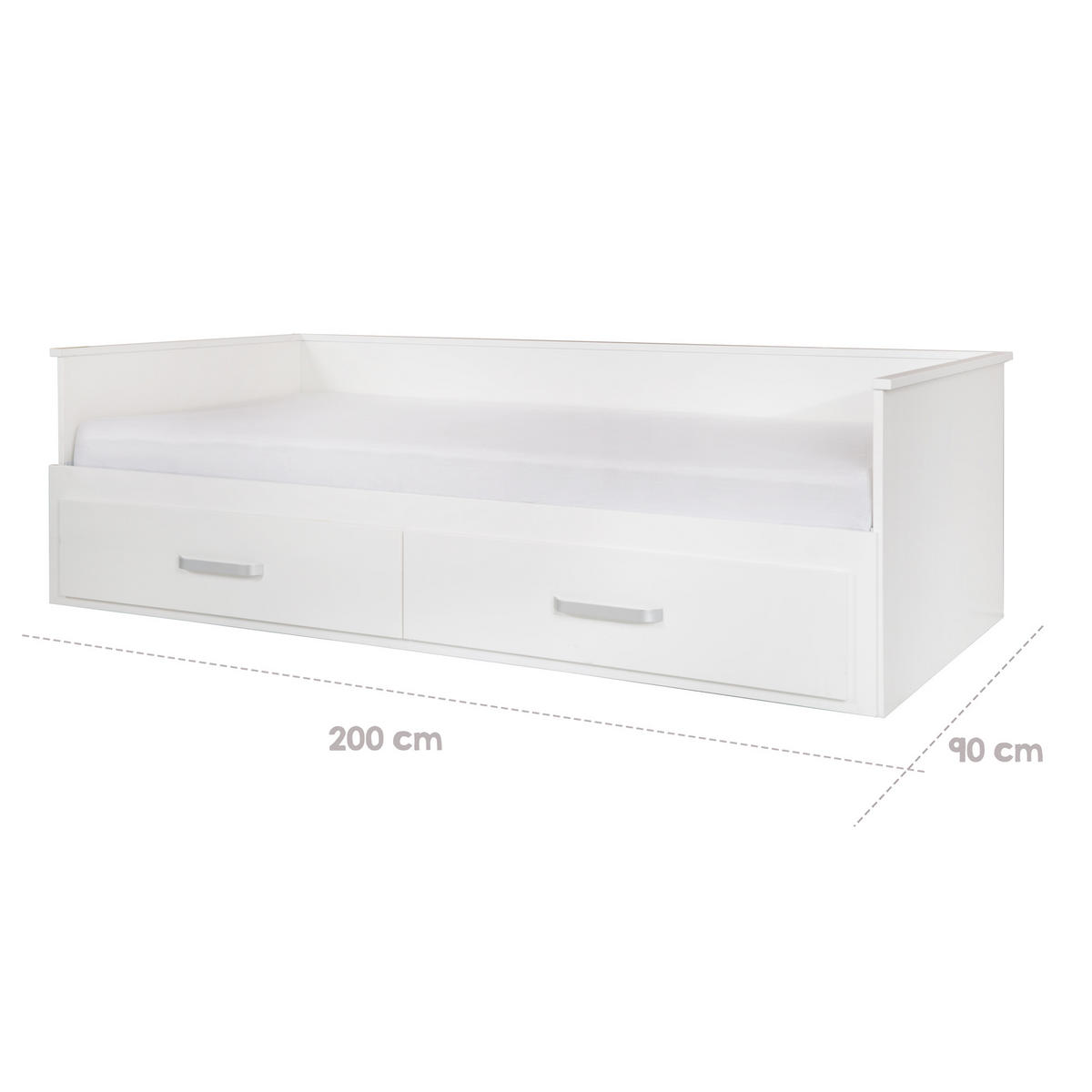 TAGESBETT Moritz 90x200 cm bis 180x200 cm - Weiß, Holzwerkstoff (90/200cm) - Roba