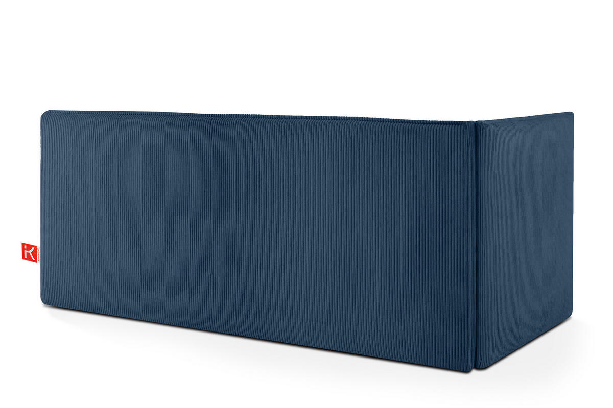 JUGENDBETT ROTI Einzelbett mit Bettkasten, 90x200cm, Bett mit Bonellmatratze, mit Rückenlehne - Schwarz/Dunkelblau, Holz/Holzwerkstoff (92/200cm) - KONSIMO®