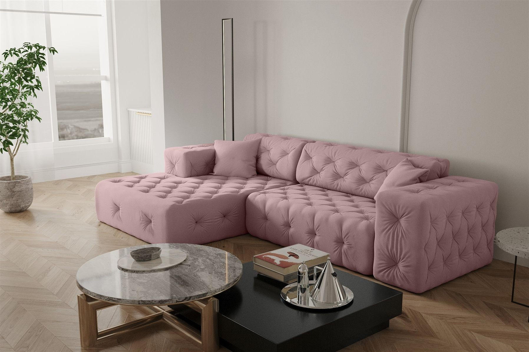 ECKSOFA Chantal - Pink, Holzwerkstoff/Textil (266/171cm) - Fun Möbel