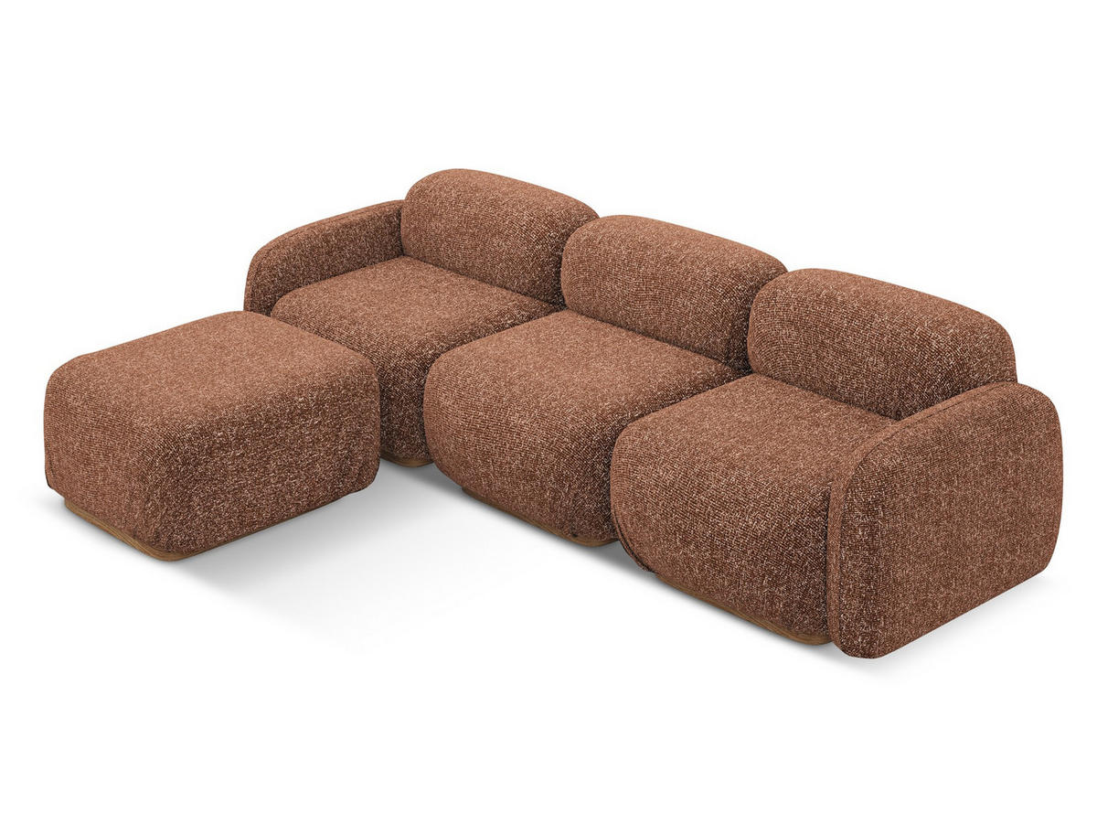 ECKSOFA Beidseitig Strukturstoff Stoff Orange - Terra cotta/Orange, Holz/Textil (270/190cm) - Makamii