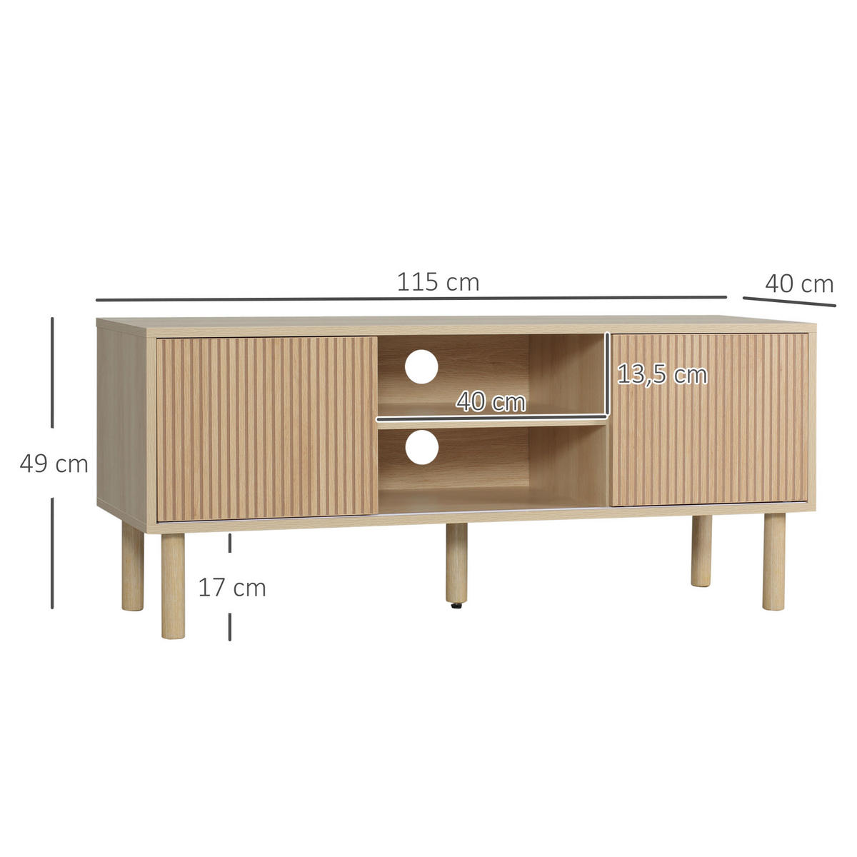 LOWBOARD DE-16086 115/40/49 cm Naturholz-Optik - Naturfarben, Holzwerkstoff (115/49/40cm) - ComfortXL
