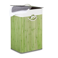 WÄSCHEKORB - Grün, Holz/Textil (43.5/65.5/33.5cm) - Relaxdays