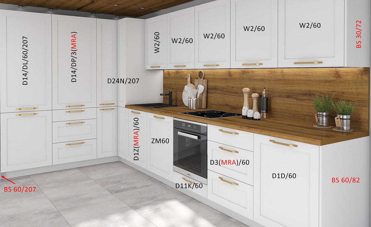 KÜCHENLEERBLOCK Oslo weiß matt / cashmere matt 212cm / 392cm / 207cm 13-teilig mit Teilauszug (Blum Metabox) - Beige/Weiß, Holzwerkstoff/Metall (212/207/392cm) - Feldmann-Wohnen