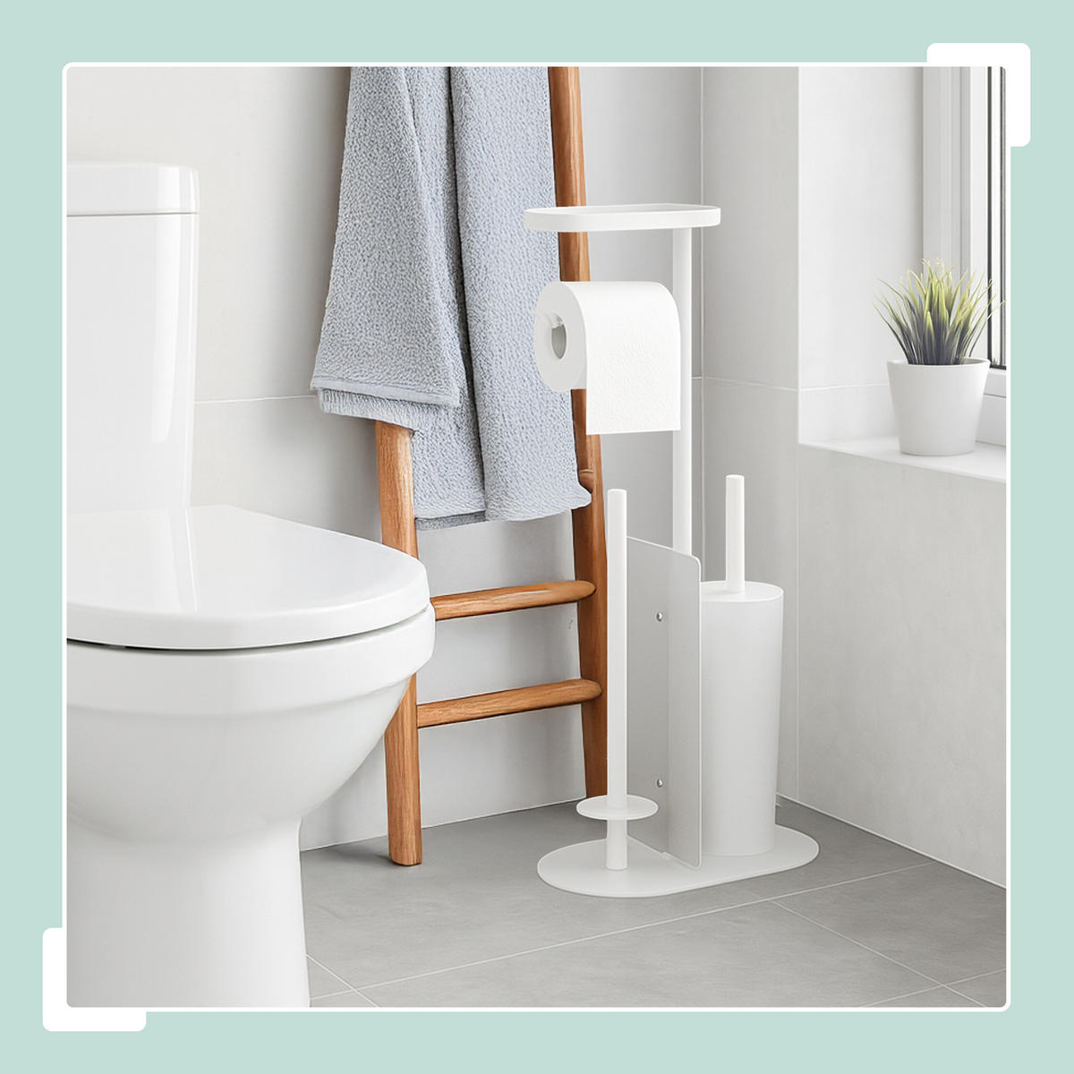 WC-GARNITUR - Weiß, Kunststoff/Textil (26/65/17cm) - Relaxdays