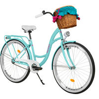 CITY-FAHRRAD Milord mit Weidenkorb, 28 Zoll, Blau, 1-Gang - Blau, Metall (46cm) - Milordbikes