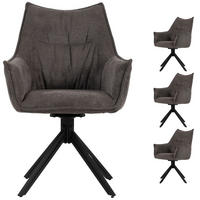 DININGSESSEL Ginosa - 4er Set - drehbar - dunkelgrau - Dunkelgrau/Schwarz, Textil/Metall (62/90/66cm) - bene living