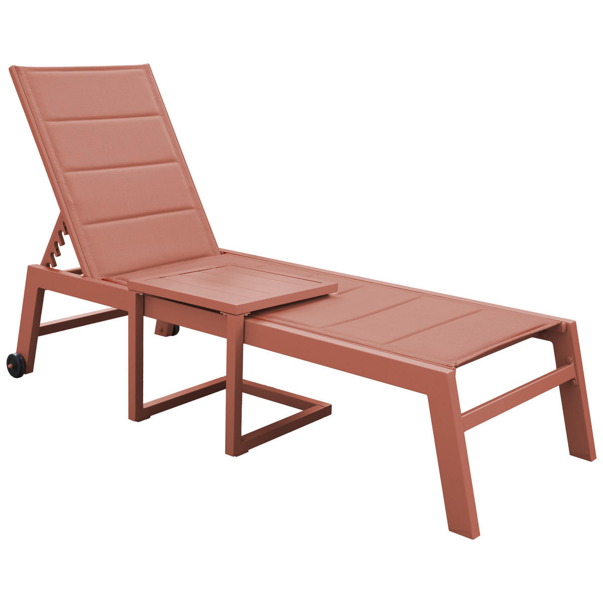 SONNENLIEGE mit Tisch Barbados Terracotta - Orange, Metall (61/95/198cm) - Happy Garden