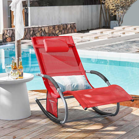 SONNENLIEGE Rot - Rot, Metall (63/83/150cm) - SoBuy