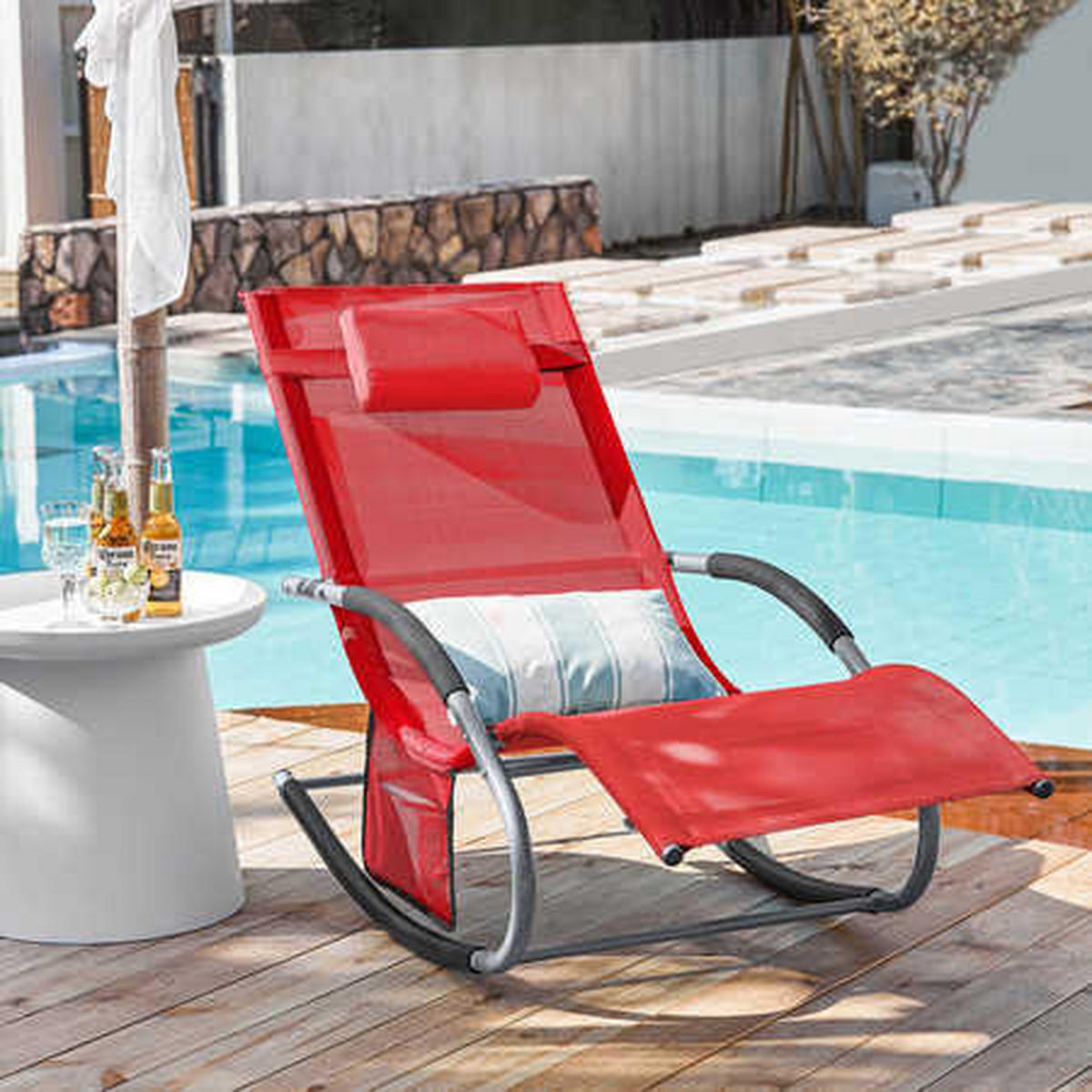SONNENLIEGE Rot - Rot, Metall (63/83/150cm) - SoBuy