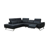 ECKSOFA Predator Echtleder mit 1 x Relaxfunktion Schwarz - Schwarz, Leder/Metall (230/270cm)