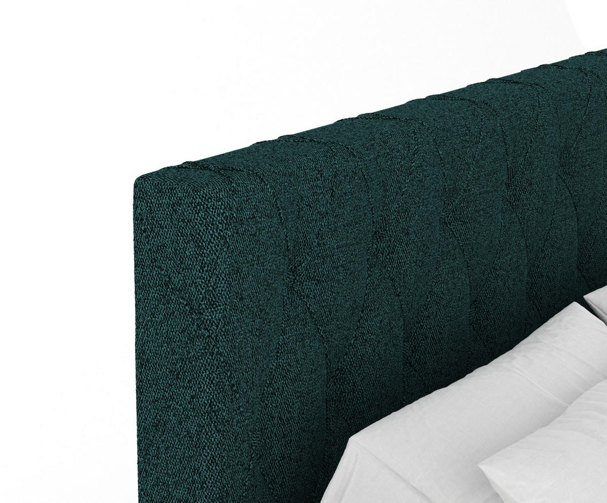 BOXSPRINGBETT Otus Grün 160/200 cm mit Latex-Topper - Silberfarben/Grün, Holz/Holzwerkstoff (160/200cm) - Maison de Reve