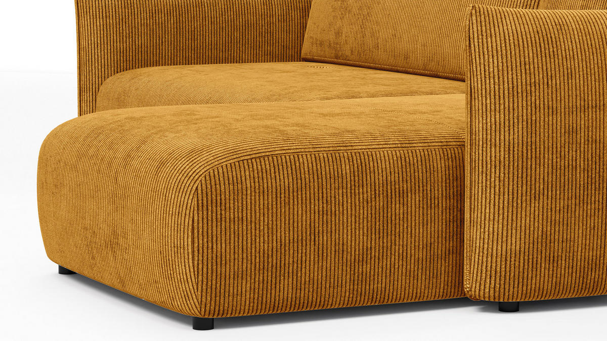 ECKSOFA TAUER 3-Sitzer links, safran - Gelb/Schwarz, Holz/Textil (248/173cm) - Courtois Laville