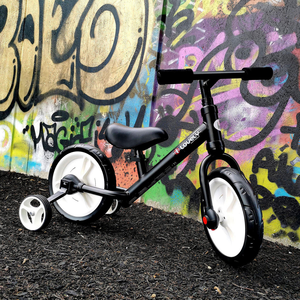 KINDER Laufrad Kinderfahrrad Stützräder Pedale 2-in-1 2-5 Jahre Kunststoff - Schwarz, Kunststoff (85/36/54cm) - HOMCOM