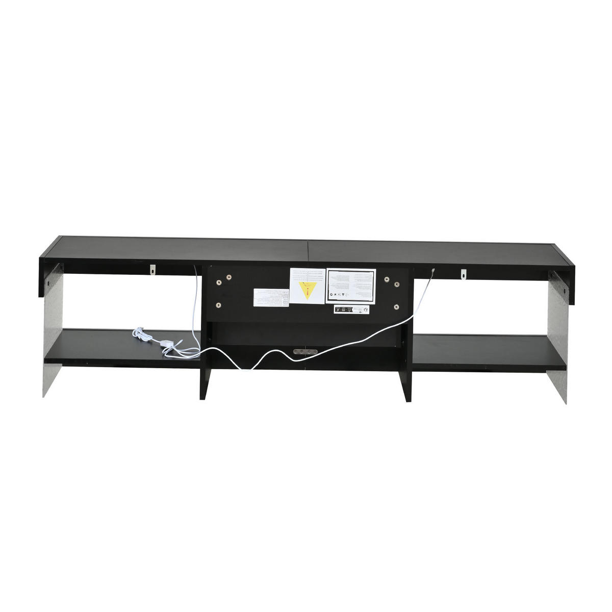 TV-SCHRANK 152/35/40 cm Schwarz Hochglanz mit LED und 2 Schubladen - Schwarz, Holzwerkstoff/Metall (152/40/35cm) - Oxeza
