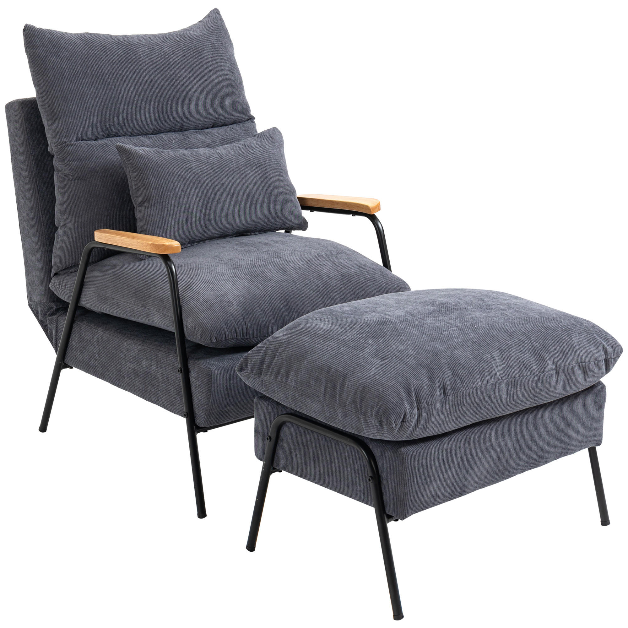 RELAXSESSELSET Grau - Grau, Metall (91.5/88/68cm) - HOMCOM