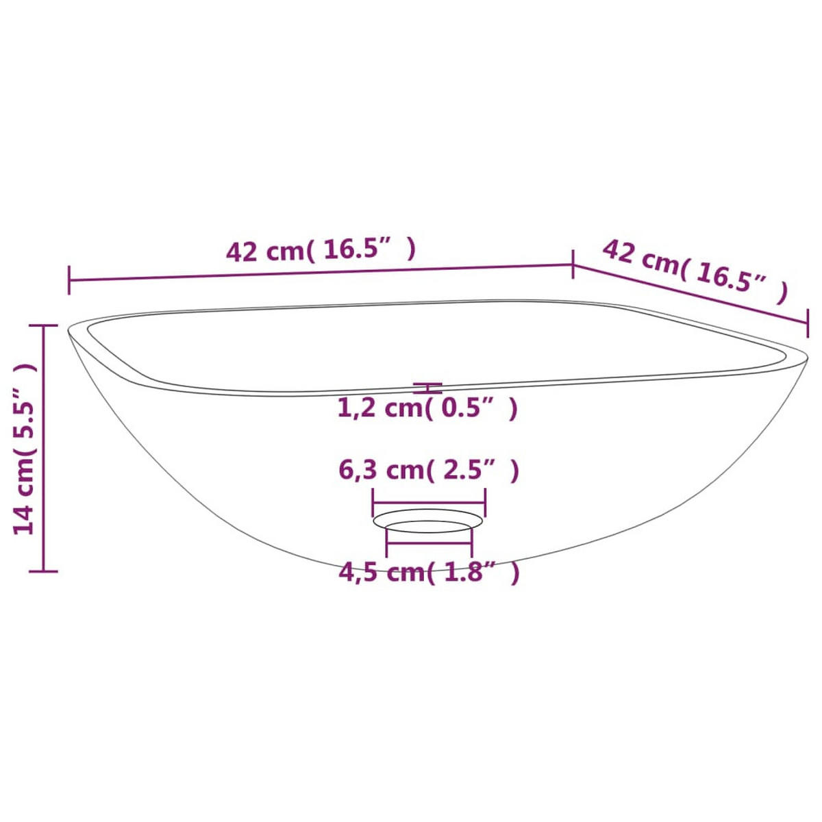 WASCHBECKEN Leach 42/42/14 cm - Goldfarben, Glas (42/14/42cm) - Nettlife