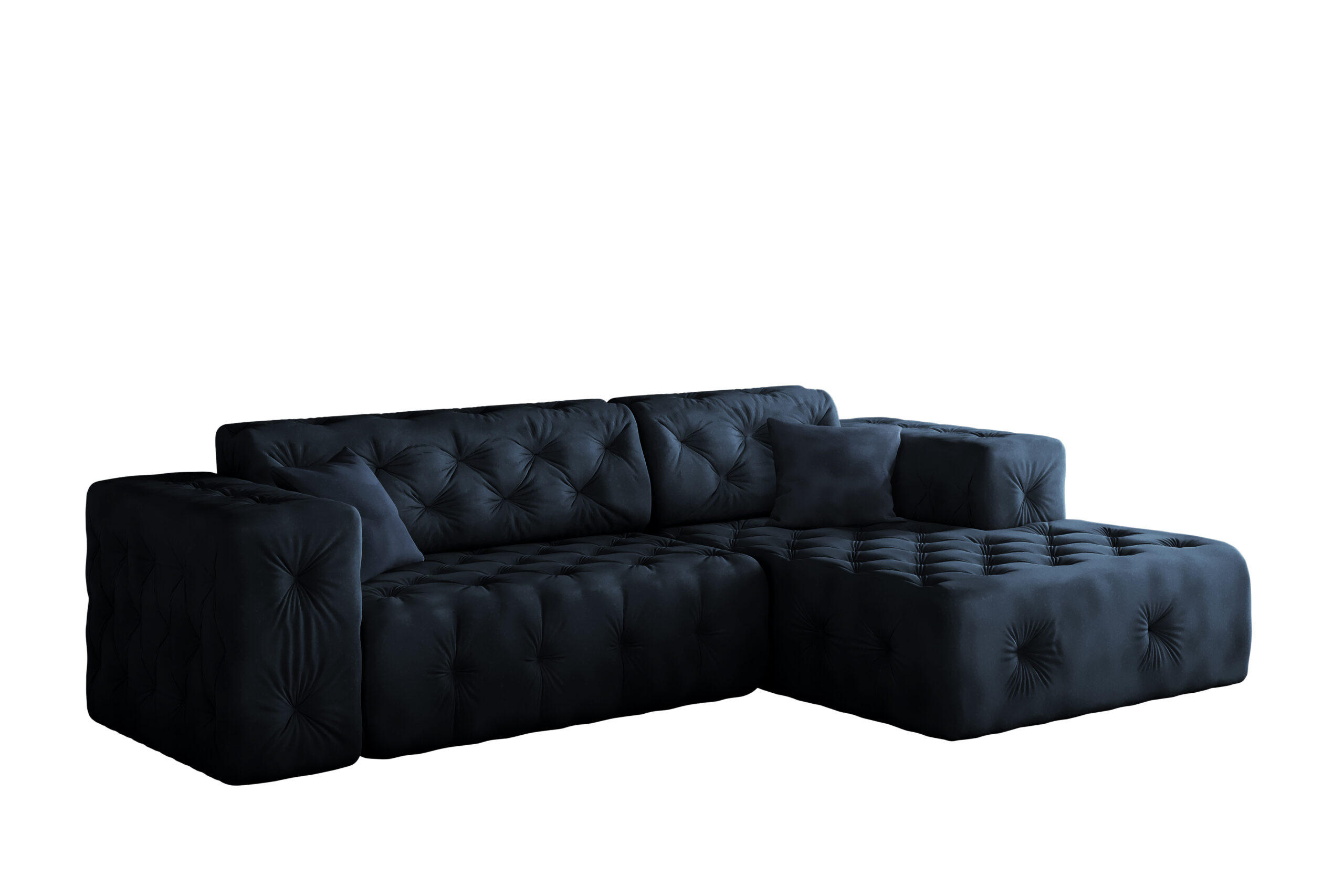 ECKSOFA L-Form Gesteppt LUX Stoff Whisper Rechts Blau - Blau, Holz/Kunststoff (266/165cm) - Kaiser Möbel
