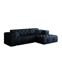 ECKSOFA L-Form Gesteppt LUX Stoff Whisper Rechts Blau - Blau, Holz/Kunststoff (266/165cm) - Kaiser Möbel