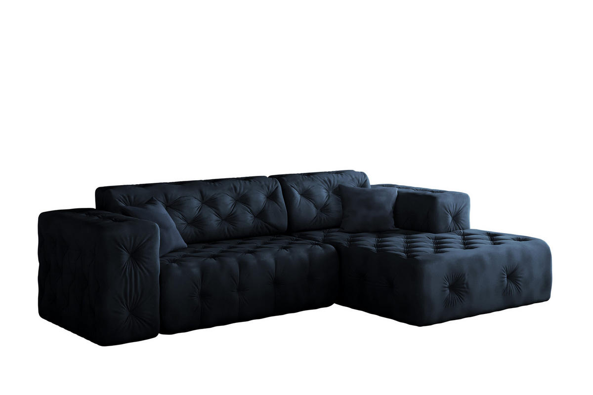 ECKSOFA L-Form Gesteppt LUX Stoff Whisper Rechts Blau - Blau, Holz/Kunststoff (266/165cm) - Kaiser Möbel