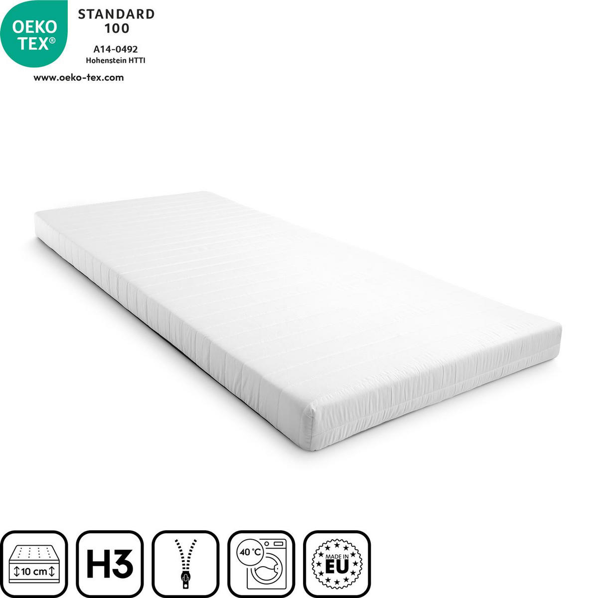 KOMFORTSCHAUMMATRATZE K10 80x200 cm - Weiß, Textil (80/200cm) - Matratzen Discount