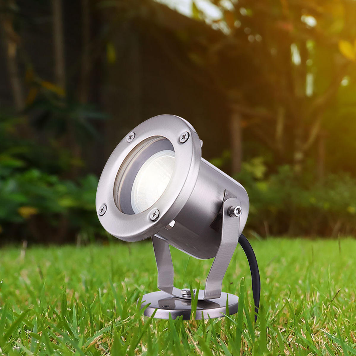 LED AUSSENLEUCHTE STYLE Edelstahl Silber 2er Set - Silberfarben, Glas (9.8/9.8/30.5cm) - Globo Lighting