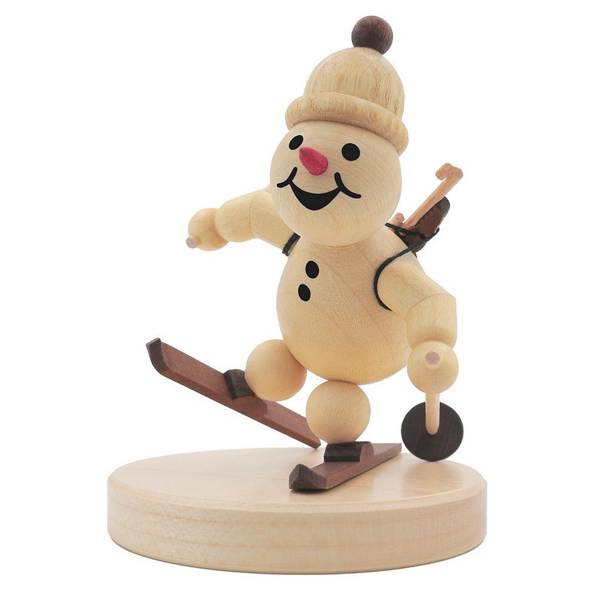 HOLZFIGUR Schneemann Junior laufender Biathlet auf Sockel 9 cm - Multicolor, Holz (7/1/0.1cm)