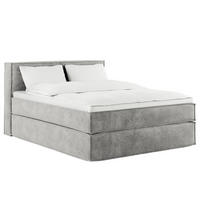 BOXSPRINGBETT mit Kopfteil - Premium - Hellgrau, Textil (140/200cm) - home24