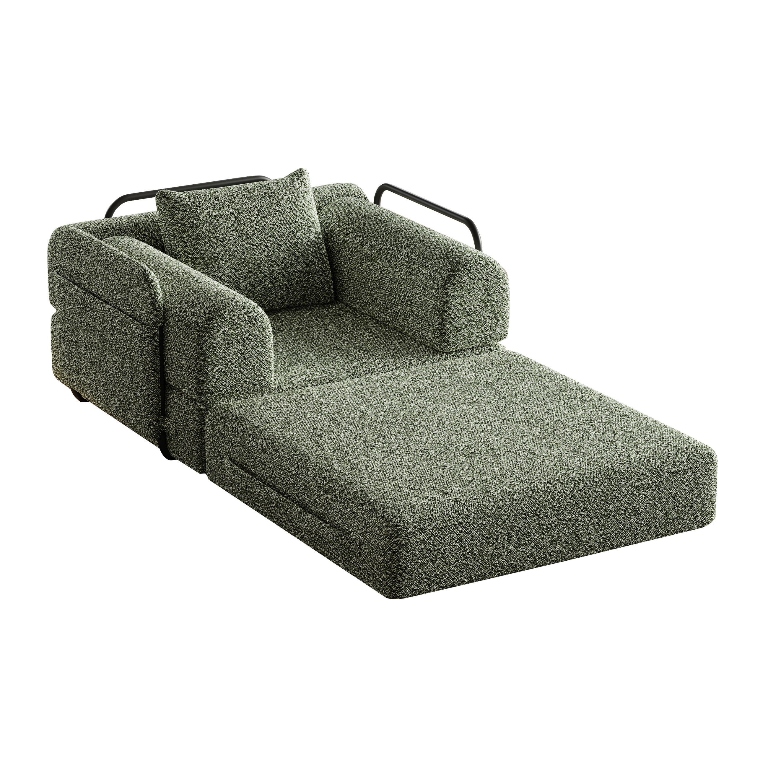 SCHLAFSOFA in Grün – 2-in-1 mit Armlehnenfach und Chenillebezug - Grün, Textil (94/49.5/181.6cm) - BEAOK