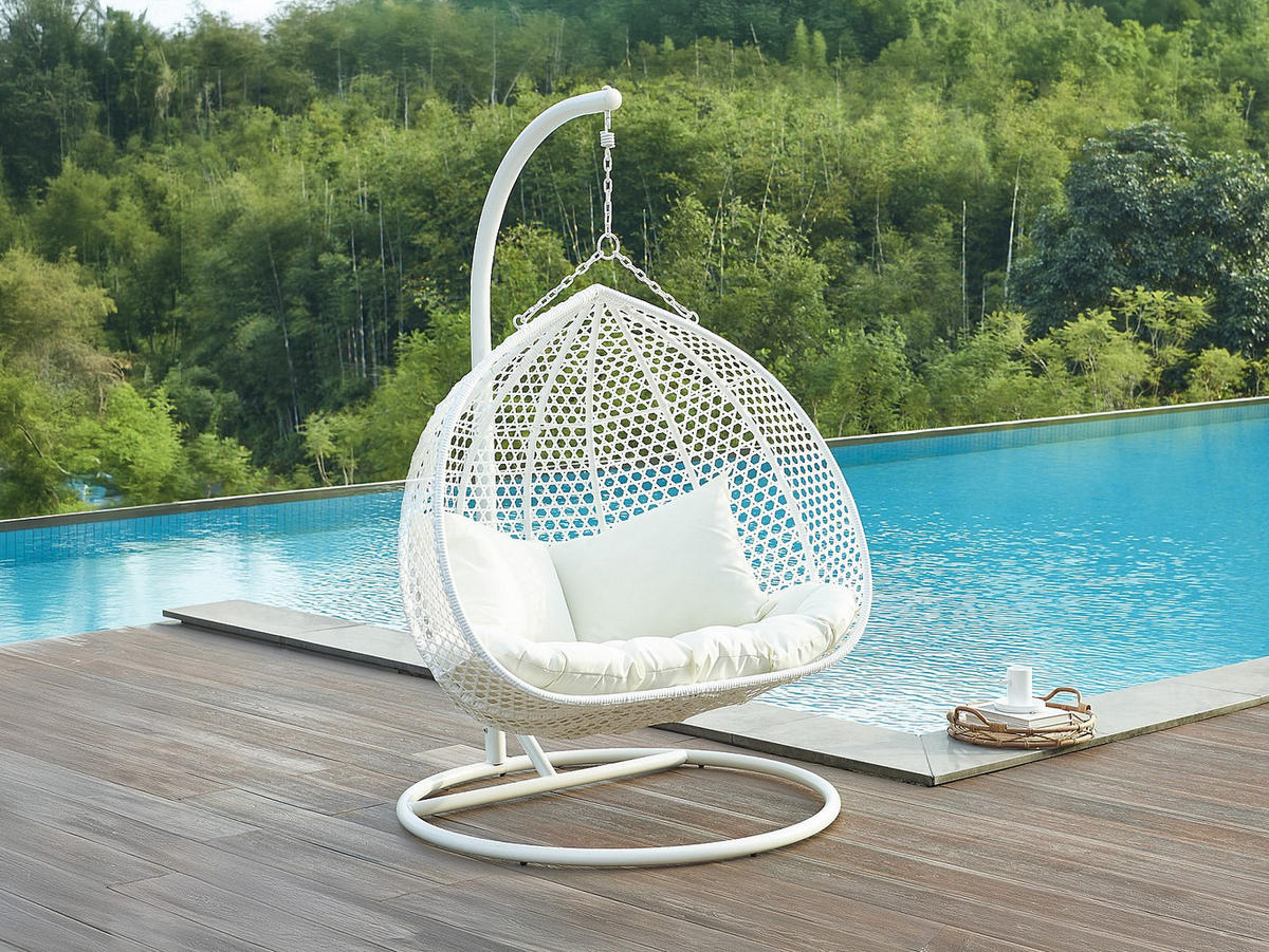 HÄNGESESSEL - 2 Personen - Harz - Weiß - - Weiß, Kunststoff (130/195/106cm) - Vente-Unique