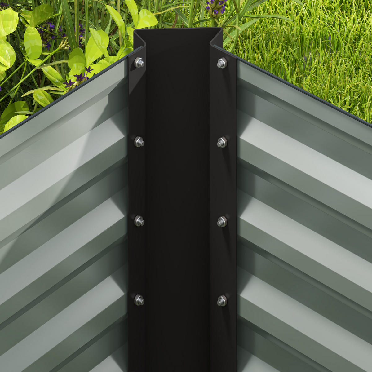 HOCHBEET-SET DE-12168 2er-Set 120/60/60 cm, offener Boden Dunkelgrau - Dunkelgrau, Metall (120/60/60cm) - ComfortXL